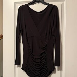 Elie Tahari Black Ruched Long Sleeve Dress
